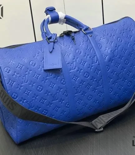 Louis Vuitton 1:1 Mirror Replica Racing Blue Keepall Bandoulière 50 Monogram Empreinte 50CM/19.7IN Louis Vuitton Replica Keepall