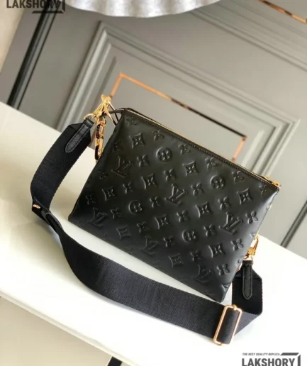 Louis Vuitton 1:1 Mirror Replica Lambskin Embossed Monogram Coussin PM Black 26CM/10.2IN Louis Vuitton Replica Coussin