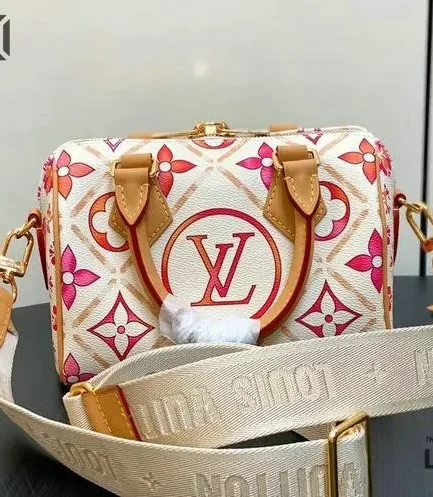 Louis Vuitton 1:1 Mirror Replica Monogram Tiles By The Pool Speedy 20 Coral 20.5CM/8.1IN Louis Vuitton Replica Speedy