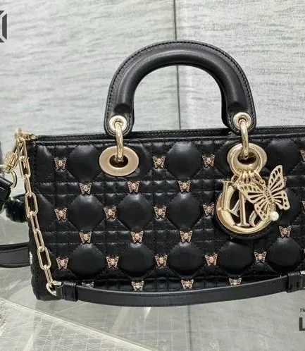Dior 1:1 Mirror Replica Lambskin Butterfly Lady D-Joy Embellished 26CM/10.2IN Christian Dior Replica Lady