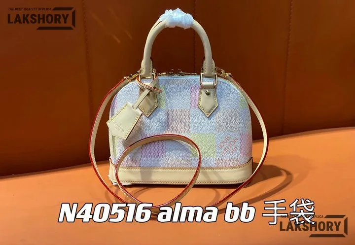 Louis Vuitton 1:1 Mirror Replica Damierlicious Alma BB Rose Peach 23.5CM/9.3IN Louis Vuitton Replica Alma Louis Vuitton 1:1 Mirror Replica Damierlicious Alma BB Rose Peach 23.5CM/9.3IN Louis Vuitton Replica Alma