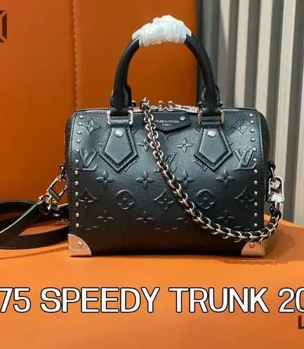 Louis Vuitton 1:1 Mirror Replica Speedy Trunk 20 Black 20.5CM/8.1IN Louis Vuitton Replica Speedy