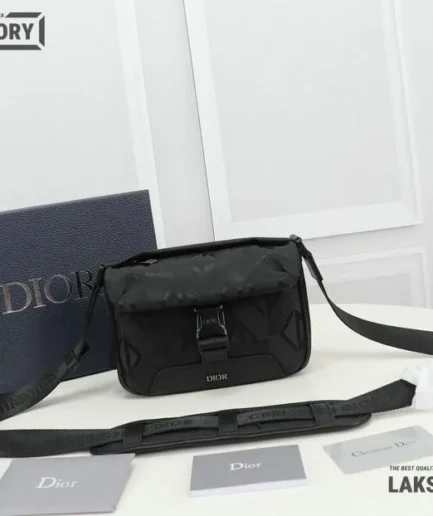 Dior 1:1 Mirror Replica Black Cowhide Explorer Pouch Diamond Print 20CM/7.9IN Christian Dior Other Styles