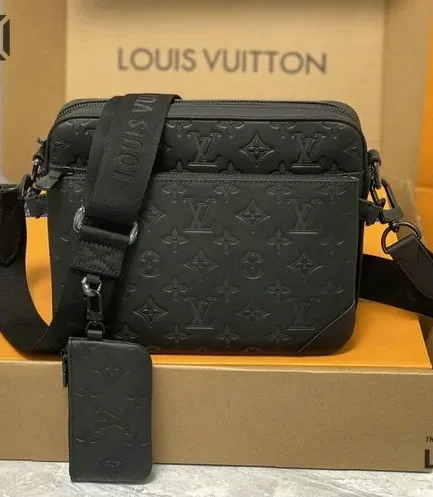 Louis Vuitton 1:1 Mirror Replica Trio Messenger Monogram Shadow Leather 25CM/9.8IN Louis Vuitton Replica Pochette Accessories