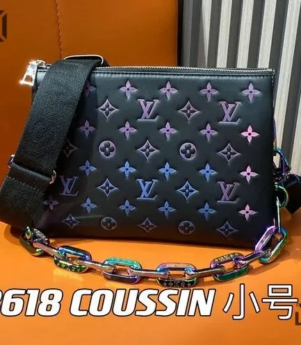 Louis Vuitton 1:1 Mirror Replica Lambskin Embossed LV Ski Coussin PM Black Multicolor 26CM/10.2IN Louis Vuitton Replica Coussin