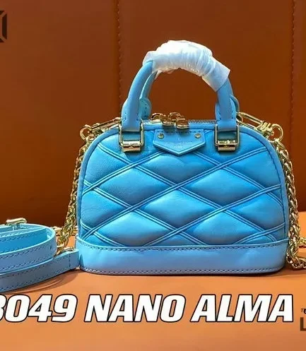 Louis Vuitton 1:1 Mirror Replica Nano Alma Sky Blue 18CM/7.1IN Louis Vuitton Replica Alma
