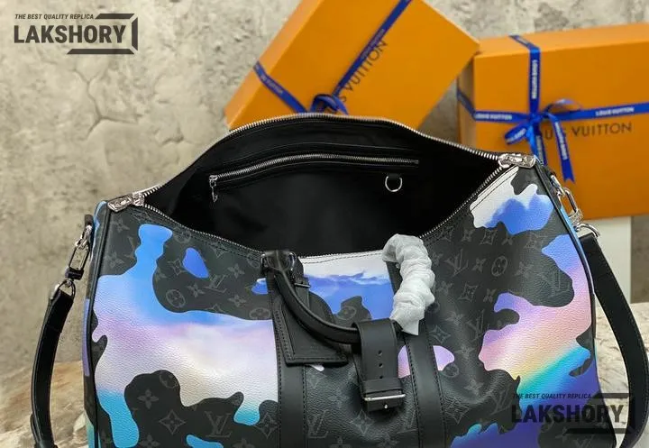 Louis Vuitton 1:1 Mirror Replica Keepall Bandouliere 45 Sunrise Eclipse Black/Grey/Multi 45CM/17.7IN Louis Vuitton Replica Keepall Louis Vuitton 1:1 Mirror Replica Keepall Bandouliere 45 Sunrise Eclipse Black/Grey/Multi 45CM/17.7IN Louis Vuitton Replica Keepall