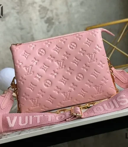 Louis Vuitton 1:1 Mirror Replica Lambskin Embossed Monogram Coussin PM Rose 26CM/10.2IN Louis Vuitton Replica Coussin