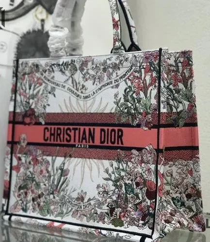 Dior 1:1 Mirror Replica Medium 4 Saisons Printemps Soleil Book Tote Ecru Christian Dior Replica Book Totes