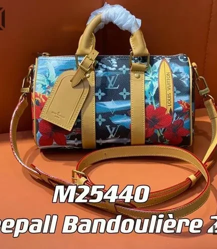 Louis Vuitton 1:1 Mirror Replica Surfin Keepall Bandouliere 25 Bright Blue 25CM/9.8IN Louis Vuitton Replica Keepall