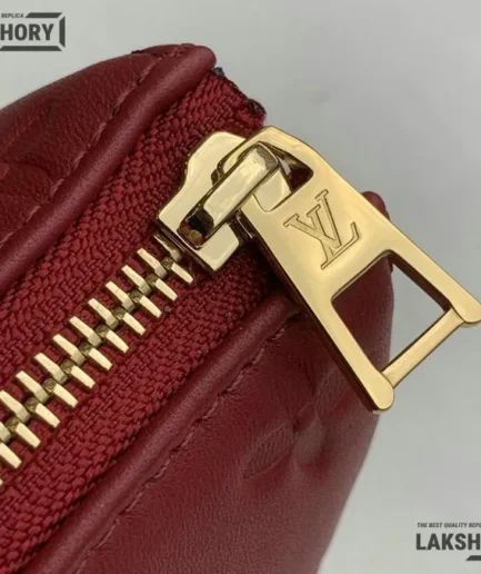 Louis Vuitton 1:1 Mirror Replica Lambskin Embossed Monogram Coussin PM Wine 26CM/10.2IN Louis Vuitton Replica Coussin