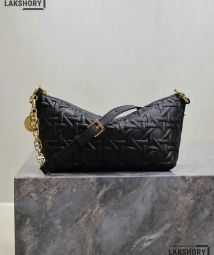 Dior Black Chain Calfskin Macrocannage Diorstar Hobo Bag 28.5CM/11.2IN Christian Dior Other Styles