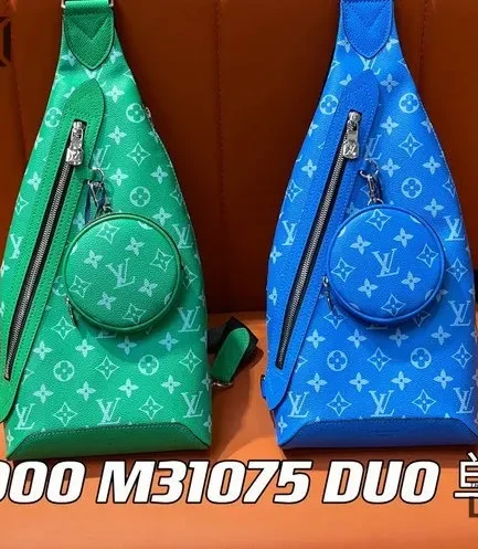 Louis Vuitton 1:1 Mirror Replica Duo Slingbag Taigarama Green Blue 42CM/16.5IN Louis Vuitton Replica Avenue