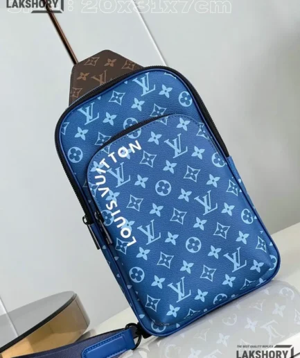 Louis Vuitton 1:1 Mirror Replica Monogram Avenue Sling Bag NM Atlantic Blue 31CM/12.2IN Louis Vuitton Replica Avenue