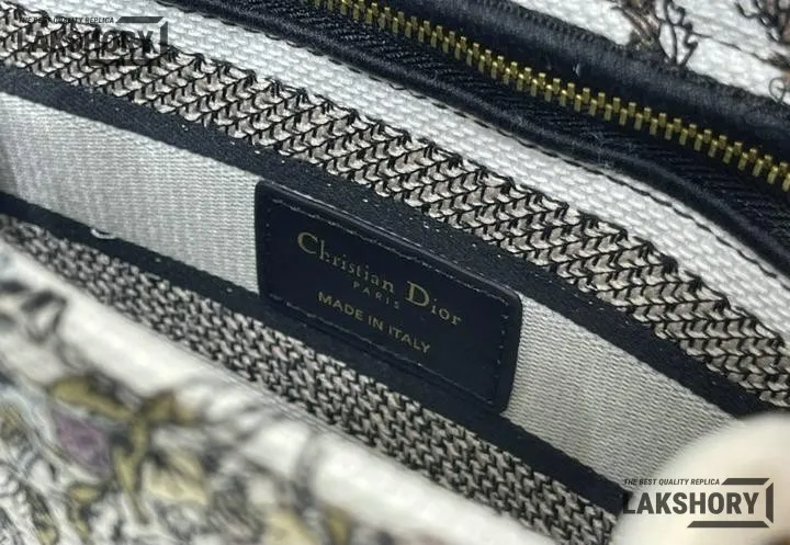 Dior 1:1 Mirror Replica Embroidery Canvas Medium Lady D-Lite 24CM/9.4IN Christian Dior Replica Lady Dior 1:1 Mirror Replica Embroidery Canvas Medium Lady D-Lite 24CM/9.4IN Christian Dior Replica Lady
