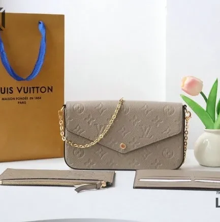 Louis Vuitton 1:1 Mirror Replica Empreinte Pochette Felicie Chain Wallet Tourterelle 21CM/8.3IN Louis Vuitton Replica Pochette Accessories