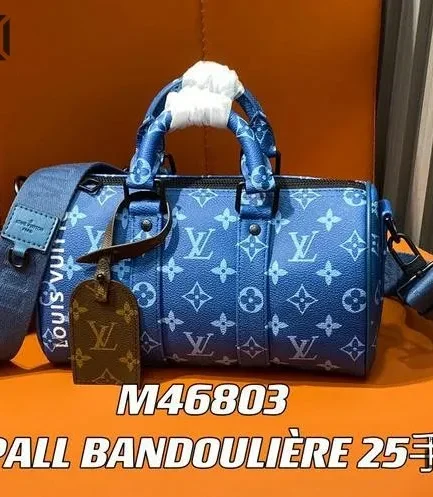 Louis Vuitton 1:1 Mirror Replica Monogram Keepall Bandouliere 25 Atlantic Blue 25CM/9.8IN Louis Vuitton Replica Keepall