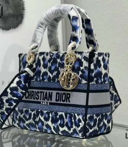 Dior 1:1 Mirror Replica Mizza Medium Canvas Leopard Lady D-Lite 24CM/9.4IN Christian Dior Replica Lady