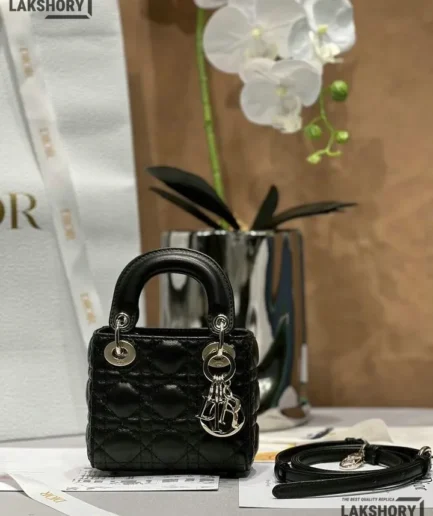 Dior 1:1 Mirror Replica Lambskin Micro Lady Dior Bag 12CM/4.7IN Christian Dior Replica Lady