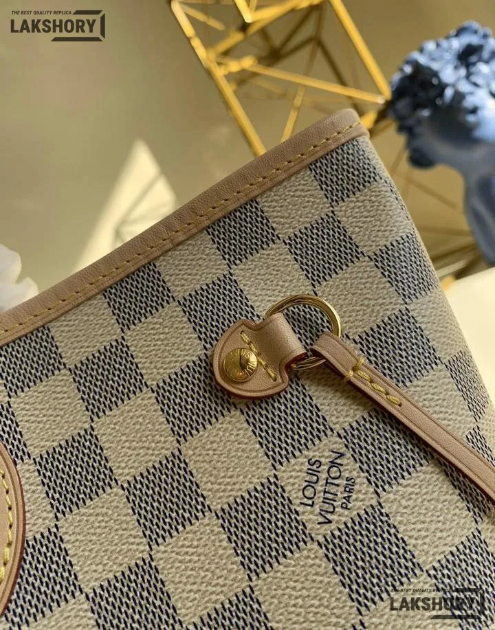 Louis Vuitton 1:1 Mirror Replica Neverfull MM Damier Azur Medium Size Tote 32CM/12.6IN Louis Vuitton Replica Neverfull Louis Vuitton 1:1 Mirror Replica Neverfull MM Damier Azur Medium Size Tote 32CM/12.6IN Louis Vuitton Replica Neverfull