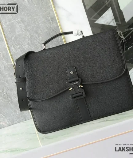 Dior 1:1 Mirror Replica Black Leather Gallop Briefcase 35CM/13.8IN Christian Dior Other Styles