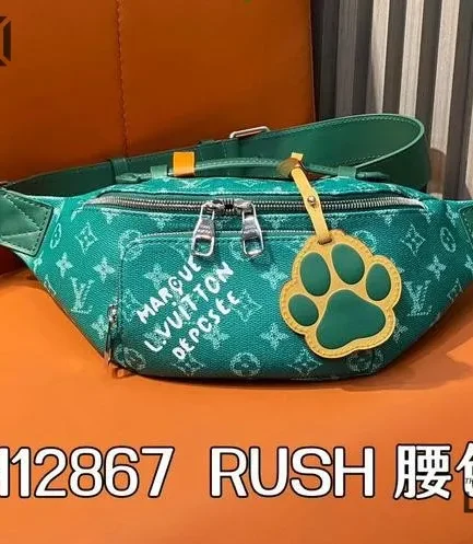 Louis Vuitton 1:1 Mirror Replica Monogram Heritage Rush Bumbag Green 30CM/11.8IN Louis Vuitton Replica Bumbag