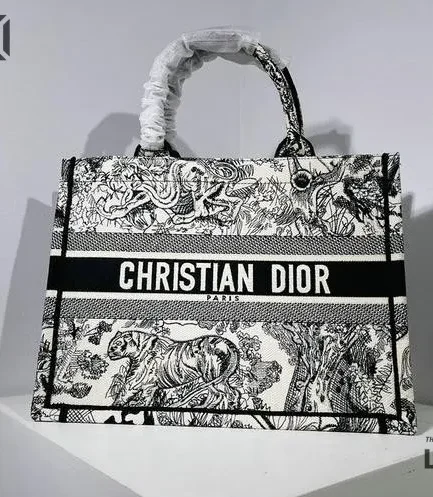 Dior 1:1 Mirror Replica Canvas Dioriviera Toile De Jouy Book Tote Black Christian Dior Replica Book Totes