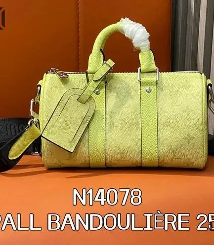 Louis Vuitton 1:1 Mirror Replica Keepall Bandoulire 25 Lemon Yellow 25CM/9.8IN Louis Vuitton Replica Keepall
