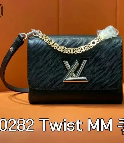Louis Vuitton 1:1 Mirror Replica Epi Twist Shoulder Bag MM Black 23CM/9.1IN Louis Vuitton Replica Twist