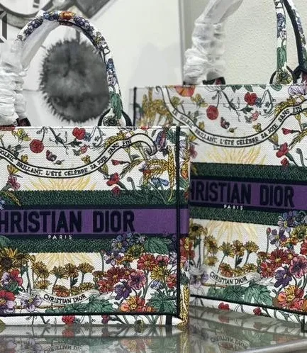 Dior 1:1 Mirror Replica Book Tote Le Soleil Brilliant Embroidery Canvas Christian Dior Replica Book Totes