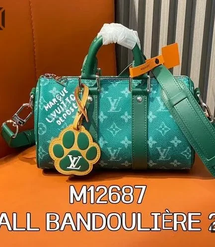 Louis Vuitton 1:1 Mirror Replica Keepall Bandoulire 25 Green Bag 25CM/9.8IN Louis Vuitton Replica Keepall