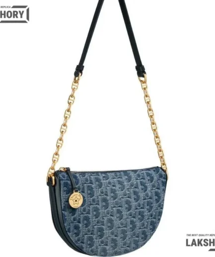 Dior Star Denim Blue Leather Oblique Jacquard Fabric Bag 29CM/11.4IN Christian Dior Other Styles