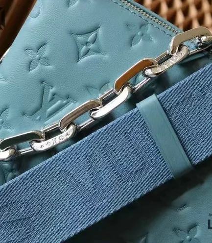 Louis Vuitton 1:1 Mirror Replica Lambskin Embossed Monogram Coussin PM Blue Glacier 26CM/10.2IN Louis Vuitton Replica Coussin