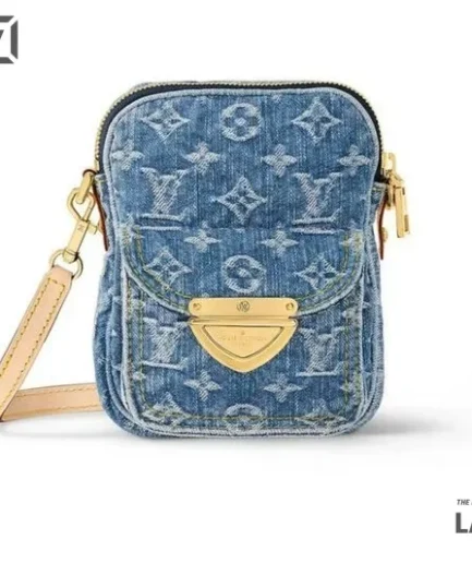 Louis Vuitton 1:1 Mirror Replica Denim Fairfax Pochette Blue 18CM/7.1IN Louis Vuitton Replica Pochette Accessories