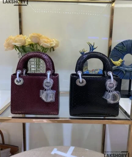 Dior 1:1 Mirror Replica Lizard Mini Ombre Lady Dior Bag 17CM/6.7IN Christian Dior Replica Lady