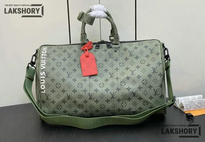 Louis Vuitton 1:1 Mirror Replica Keepall Bandouliere Khaki Green/Vermillion Red Louis Vuitton Replica Keepall Louis Vuitton 1:1 Mirror Replica Keepall Bandouliere Khaki Green/Vermillion Red Louis Vuitton Replica Keepall
