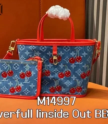 Louis Vuitton 1:1 Mirror Replica LV x TM Neverfull Inside Out BB Monogram Denim 26.5CM/10.4IN Louis Vuitton Replica Neverfull