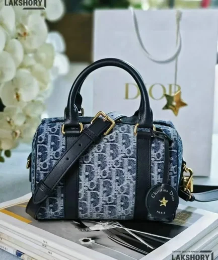 Dior 1:1 Mirror Replica Blue Denim Groove 20 Bag 20CM/7.9IN Christian Dior Other Styles