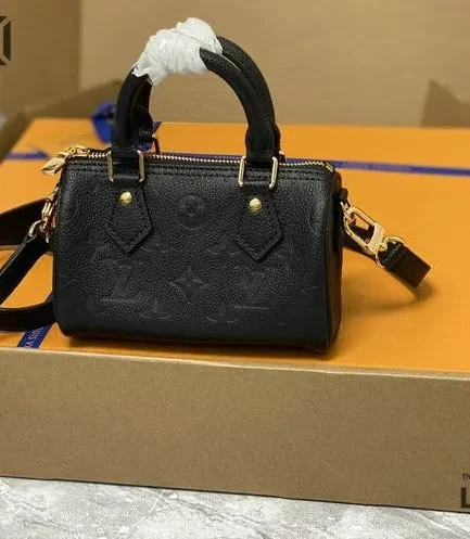 Louis Vuitton 1:1 Mirror Replica Black Monogram Nano Speedy Bag 16CM/6.3IN Louis Vuitton Replica Speedy