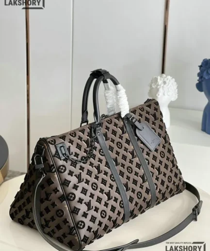 Louis Vuitton 1:1 Mirror Replica Keepall Bandoulière 50 Tuffetage Triangle Monogram 50CM/20IN Louis Vuitton Replica Keepall