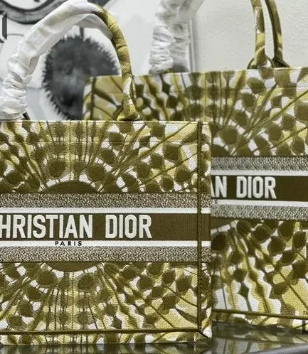 Dior 1:1 Mirror Replica Miss Book Tote Peridot Green Tie & Dior Embroidery Christian Dior Replica Book Totes