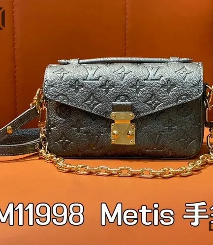 Louis Vuitton 1:1 Mirror Replica Pochette Metis East West Monogram Empreinte Black 21.5CM/8.5IN Louis Vuitton Replica Pochette Metis