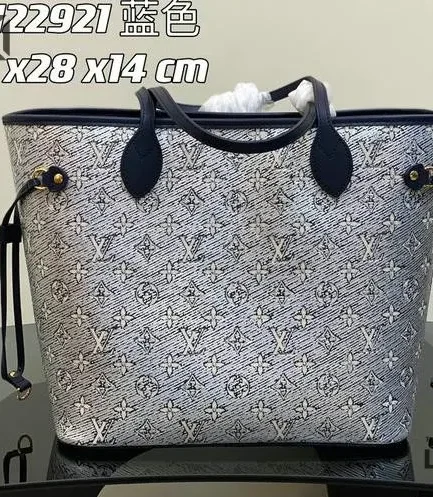 Louis Vuitton 1:1 Mirror Replica Monoglam Canvas Neverfull MM Blue 31CM/12.2IN Louis Vuitton Replica Neverfull