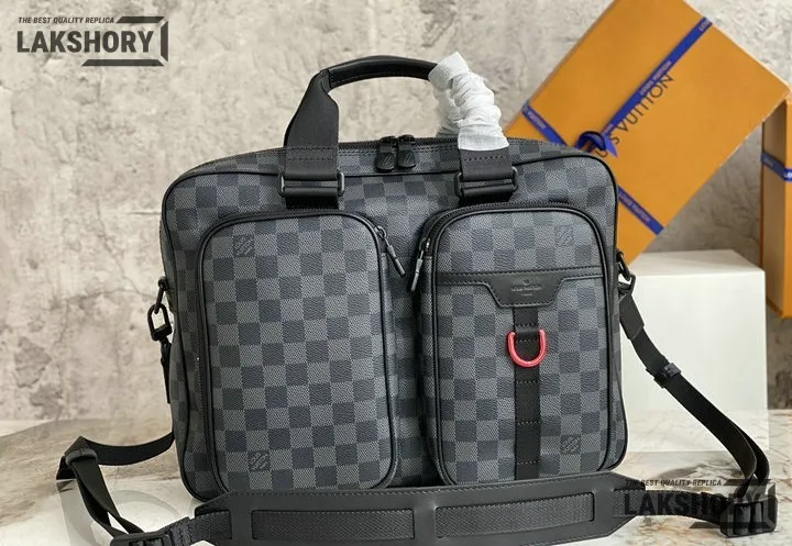 Louis Vuitton 1:1 Mirror Replica Damier Graphite Utility Messenger Bag 36CM/14.2IN Louis Vuitton Replica Business Bags Louis Vuitton 1:1 Mirror Replica Damier Graphite Utility Messenger Bag 36CM/14.2IN Louis Vuitton Replica Business Bags