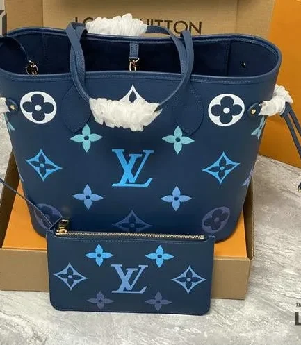 Louis Vuitton 1:1 Mirror Replica Degrade Bleu Monogram Empreinte Neverfull MM 31CM/12.2IN Louis Vuitton Replica Neverfull