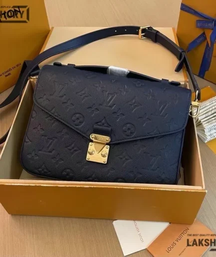 Louis Vuitton 1:1 Mirror Replica Pochette Metis Monogram Empreinte Navy Blue 25CM/9.8IN Louis Vuitton Replica Pochette Metis