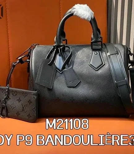 Louis Vuitton 1:1 Mirror Replica Calfskin Speedy P9 Bandouliere 30 Ultra Black 30CM/11.8IN Louis Vuitton Replica Speedy