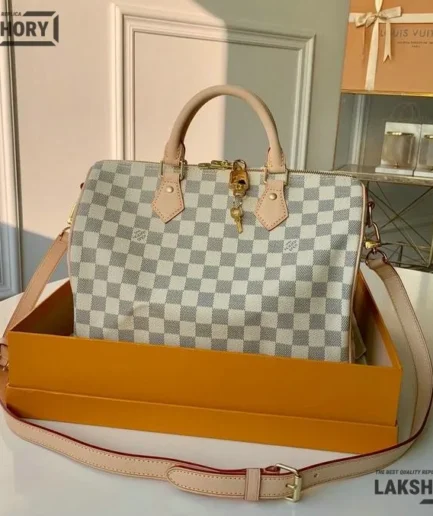 Louis Vuitton 1:1 Mirror Replica Damier Azur Speedy Bandoulière 30 Canvas 30CM/11.8IN Louis Vuitton Replica Speedy