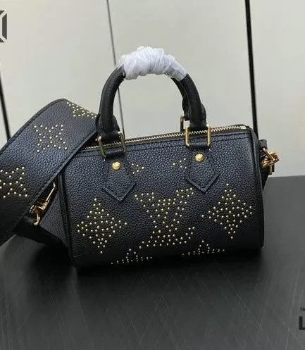 Louis Vuitton 1:1 Mirror Replica Empreinte Giant Studded Nano Speedy Black 16CM/6.3IN Louis Vuitton Replica Speedy