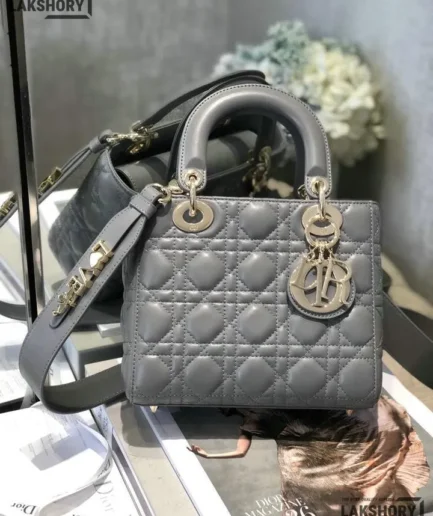 Dior 1:1 Mirror Replica Grey Small My ABCDior Lady Dior 20CM/7.9IN Christian Dior Replica Lady